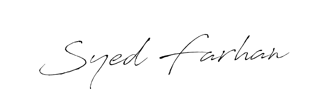 Similarly Antro_Vectra is the best handwritten signature design. Signature creator online .You can use it as an online autograph creator for name Syed Farhan. Syed Farhan signature style 6 images and pictures png