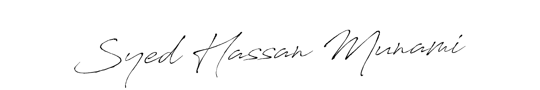 Syed Hassan Munami stylish signature style. Best Handwritten Sign (Antro_Vectra) for my name. Handwritten Signature Collection Ideas for my name Syed Hassan Munami. Syed Hassan Munami signature style 6 images and pictures png