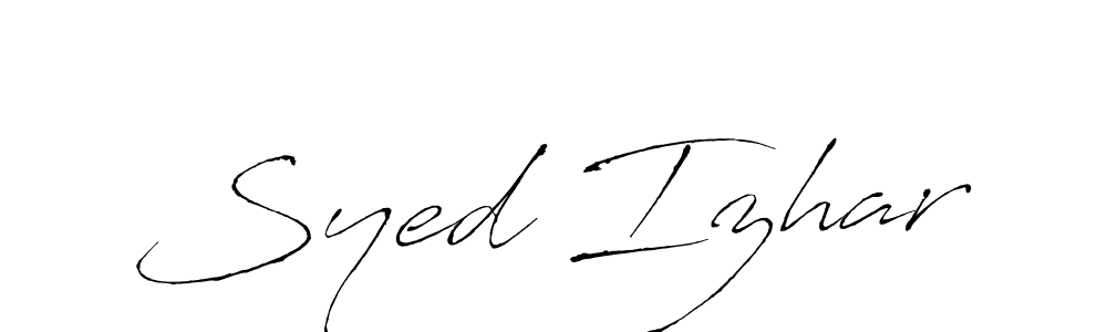 Use a signature maker to create a handwritten signature online. With this signature software, you can design (Antro_Vectra) your own signature for name Syed Izhar. Syed Izhar signature style 6 images and pictures png