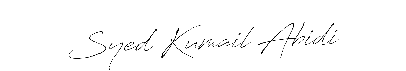 The best way (Antro_Vectra) to make a short signature is to pick only two or three words in your name. The name Syed Kumail Abidi include a total of six letters. For converting this name. Syed Kumail Abidi signature style 6 images and pictures png