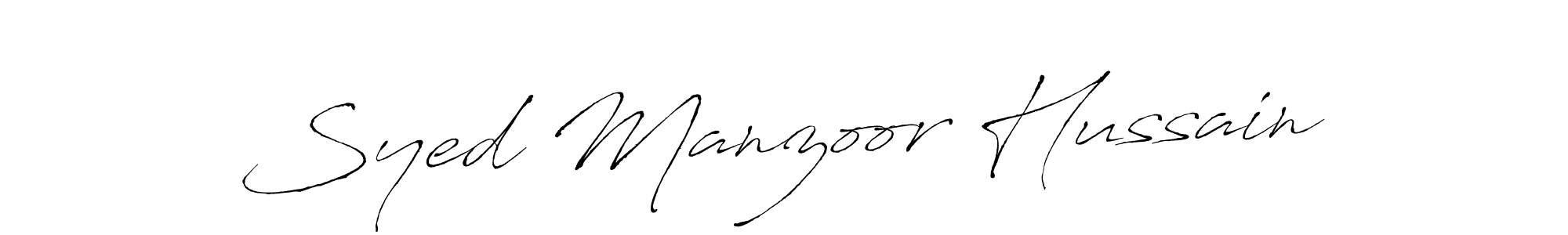 The best way (Antro_Vectra) to make a short signature is to pick only two or three words in your name. The name Syed Manzoor Hussain include a total of six letters. For converting this name. Syed Manzoor Hussain signature style 6 images and pictures png