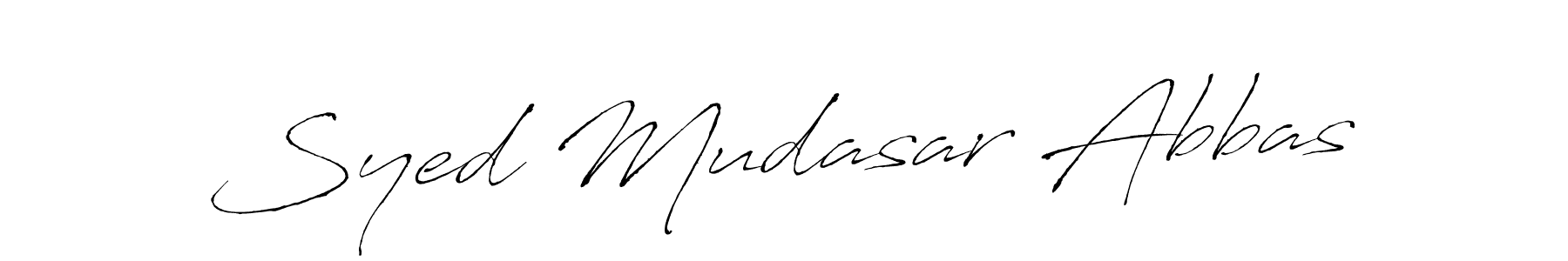 How to make Syed Mudasar Abbas name signature. Use Antro_Vectra style for creating short signs online. This is the latest handwritten sign. Syed Mudasar Abbas signature style 6 images and pictures png