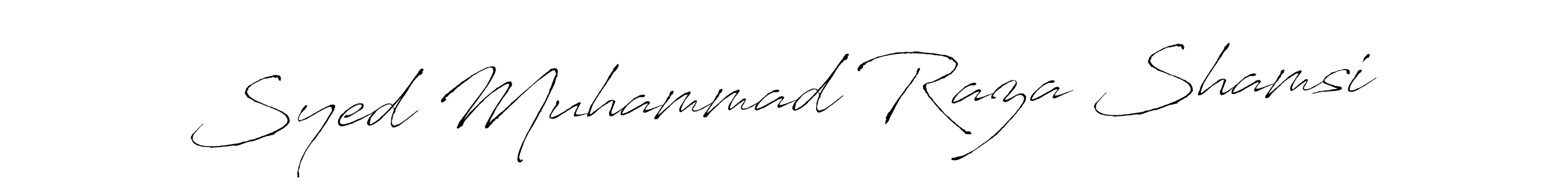 The best way (Antro_Vectra) to make a short signature is to pick only two or three words in your name. The name Syed Muhammad Raza Shamsi include a total of six letters. For converting this name. Syed Muhammad Raza Shamsi signature style 6 images and pictures png