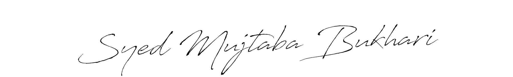 How to make Syed Mujtaba Bukhari name signature. Use Antro_Vectra style for creating short signs online. This is the latest handwritten sign. Syed Mujtaba Bukhari signature style 6 images and pictures png