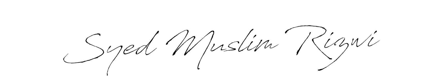 Make a beautiful signature design for name Syed Muslim Rizwi. With this signature (Antro_Vectra) style, you can create a handwritten signature for free. Syed Muslim Rizwi signature style 6 images and pictures png