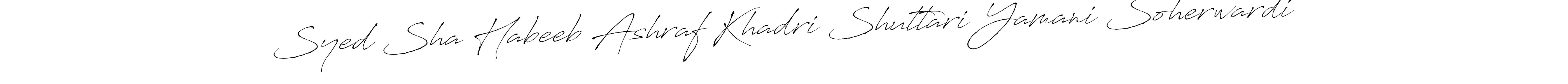 It looks lik you need a new signature style for name Syed Sha Habeeb Ashraf Khadri Shuttari Yamani Soherwardi. Design unique handwritten (Antro_Vectra) signature with our free signature maker in just a few clicks. Syed Sha Habeeb Ashraf Khadri Shuttari Yamani Soherwardi signature style 6 images and pictures png