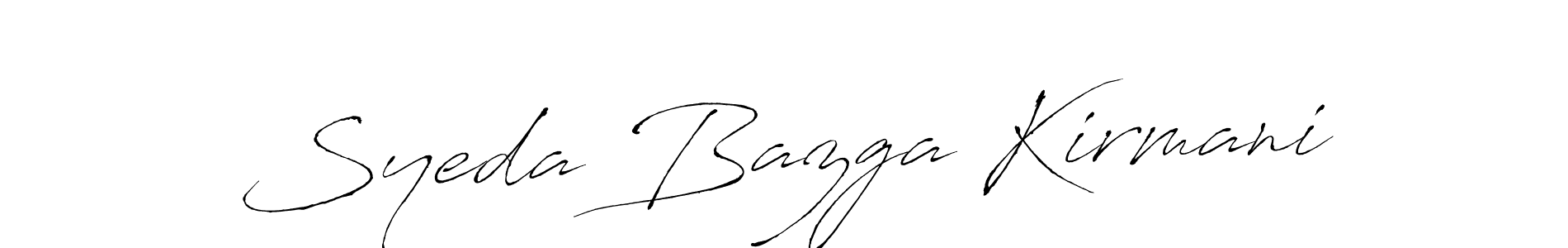 The best way (Antro_Vectra) to make a short signature is to pick only two or three words in your name. The name Syeda Bazga Kirmani include a total of six letters. For converting this name. Syeda Bazga Kirmani signature style 6 images and pictures png