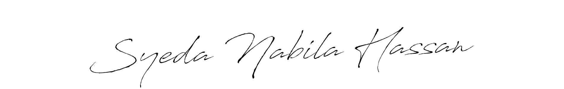 The best way (Antro_Vectra) to make a short signature is to pick only two or three words in your name. The name Syeda Nabila Hassan include a total of six letters. For converting this name. Syeda Nabila Hassan signature style 6 images and pictures png