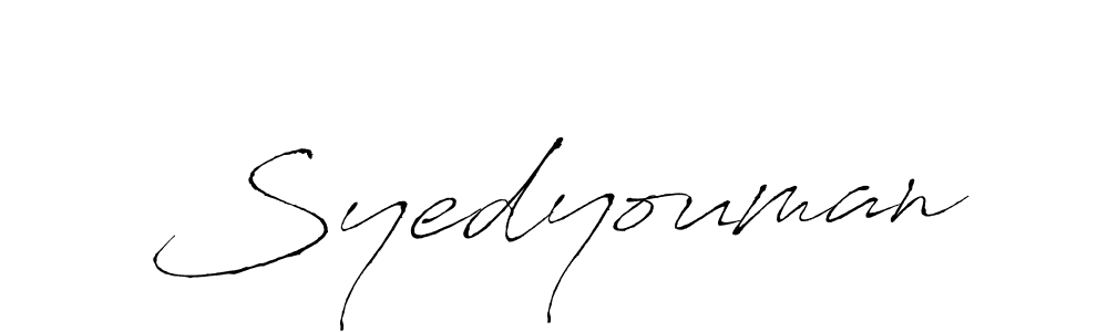 Create a beautiful signature design for name Syedyouman. With this signature (Antro_Vectra) fonts, you can make a handwritten signature for free. Syedyouman signature style 6 images and pictures png