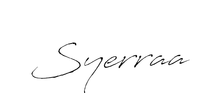 How to make Syerraa name signature. Use Antro_Vectra style for creating short signs online. This is the latest handwritten sign. Syerraa signature style 6 images and pictures png