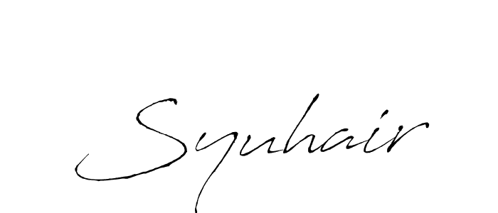 Antro_Vectra is a professional signature style that is perfect for those who want to add a touch of class to their signature. It is also a great choice for those who want to make their signature more unique. Get Syuhair name to fancy signature for free. Syuhair signature style 6 images and pictures png