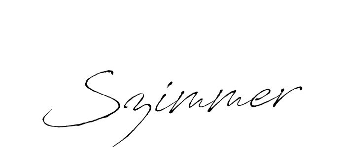 Create a beautiful signature design for name Szimmer. With this signature (Antro_Vectra) fonts, you can make a handwritten signature for free. Szimmer signature style 6 images and pictures png