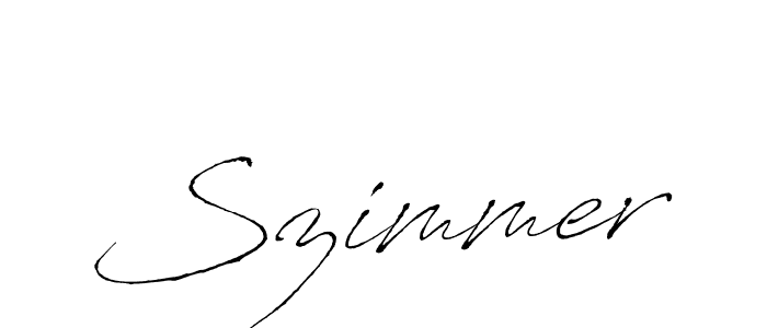 Use a signature maker to create a handwritten signature online. With this signature software, you can design (Antro_Vectra) your own signature for name Szimmer. Szimmer signature style 6 images and pictures png