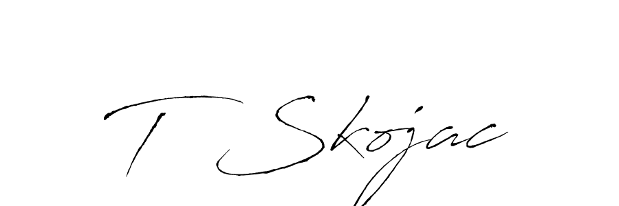 Create a beautiful signature design for name T  Skojac. With this signature (Antro_Vectra) fonts, you can make a handwritten signature for free. T  Skojac signature style 6 images and pictures png