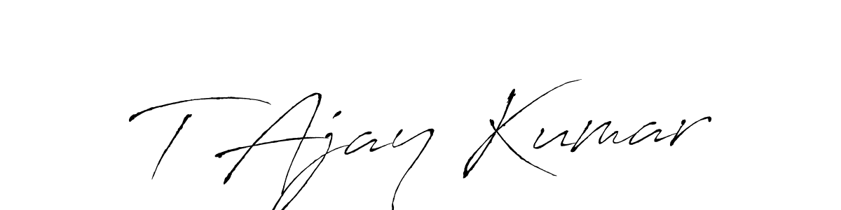 The best way (Antro_Vectra) to make a short signature is to pick only two or three words in your name. The name T Ajay Kumar include a total of six letters. For converting this name. T Ajay Kumar signature style 6 images and pictures png