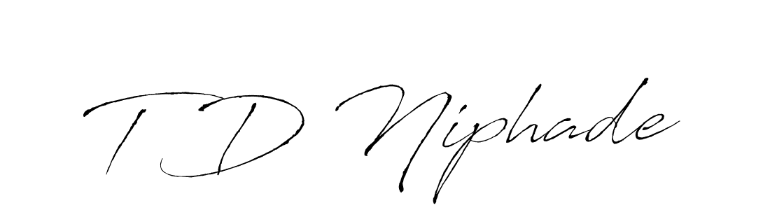 How to make T D Niphade name signature. Use Antro_Vectra style for creating short signs online. This is the latest handwritten sign. T D Niphade signature style 6 images and pictures png