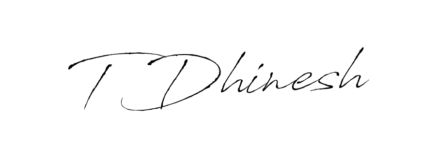 The best way (Antro_Vectra) to make a short signature is to pick only two or three words in your name. The name T Dhinesh include a total of six letters. For converting this name. T Dhinesh signature style 6 images and pictures png