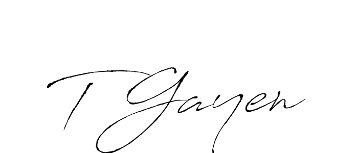 How to make T Gayen signature? Antro_Vectra is a professional autograph style. Create handwritten signature for T Gayen name. T Gayen signature style 6 images and pictures png