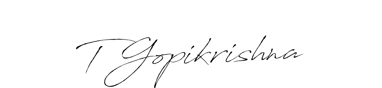 Create a beautiful signature design for name T Gopikrishna. With this signature (Antro_Vectra) fonts, you can make a handwritten signature for free. T Gopikrishna signature style 6 images and pictures png