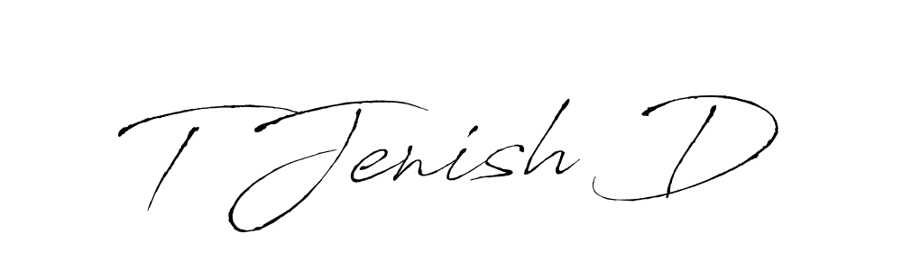 How to make T Jenish D name signature. Use Antro_Vectra style for creating short signs online. This is the latest handwritten sign. T Jenish D signature style 6 images and pictures png
