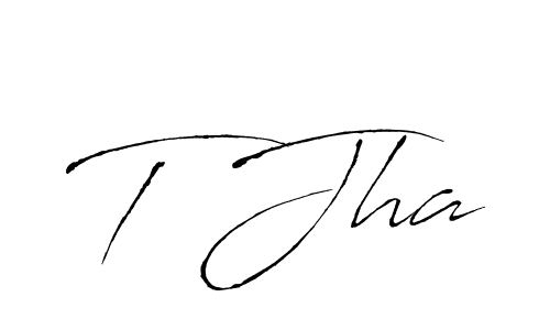 Design your own signature with our free online signature maker. With this signature software, you can create a handwritten (Antro_Vectra) signature for name T Jha. T Jha signature style 6 images and pictures png