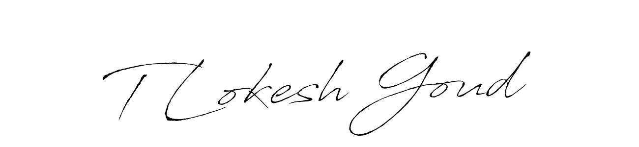 The best way (Antro_Vectra) to make a short signature is to pick only two or three words in your name. The name T Lokesh Goud include a total of six letters. For converting this name. T Lokesh Goud signature style 6 images and pictures png