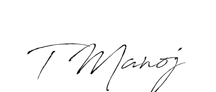 This is the best signature style for the T Manoj name. Also you like these signature font (Antro_Vectra). Mix name signature. T Manoj signature style 6 images and pictures png