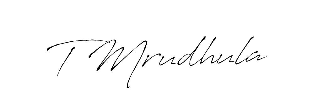 Use a signature maker to create a handwritten signature online. With this signature software, you can design (Antro_Vectra) your own signature for name T Mrudhula. T Mrudhula signature style 6 images and pictures png
