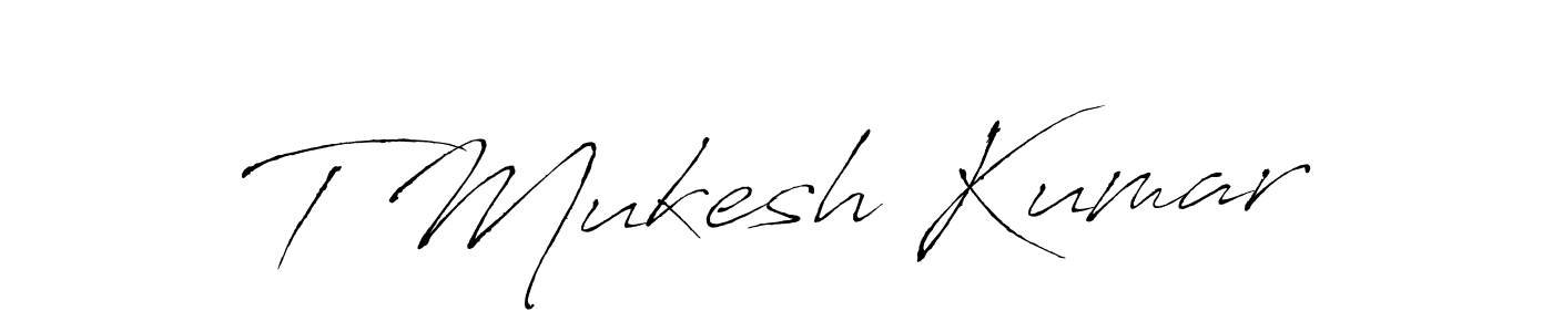 The best way (Antro_Vectra) to make a short signature is to pick only two or three words in your name. The name T Mukesh Kumar include a total of six letters. For converting this name. T Mukesh Kumar signature style 6 images and pictures png