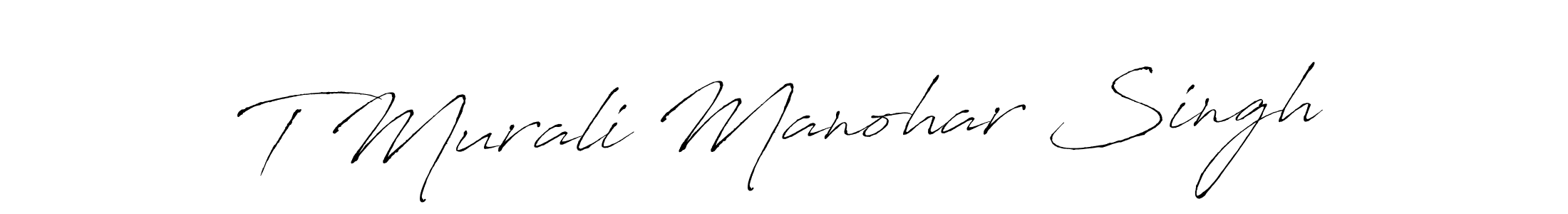 Make a beautiful signature design for name T Murali Manohar Singh. With this signature (Antro_Vectra) style, you can create a handwritten signature for free. T Murali Manohar Singh signature style 6 images and pictures png