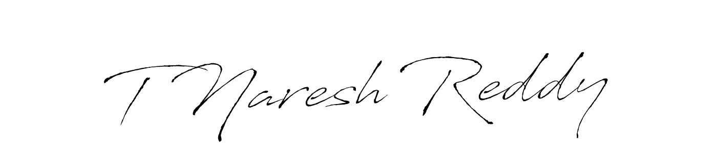 How to make T Naresh Reddy name signature. Use Antro_Vectra style for creating short signs online. This is the latest handwritten sign. T Naresh Reddy signature style 6 images and pictures png