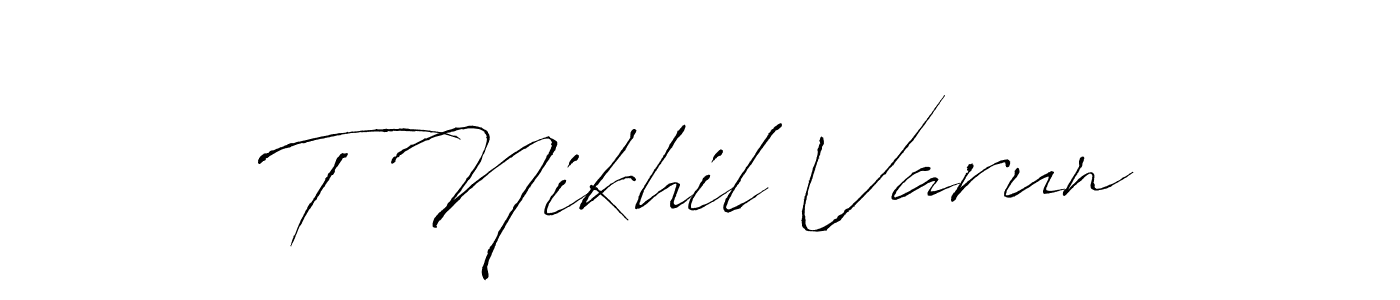 Create a beautiful signature design for name T Nikhil Varun. With this signature (Antro_Vectra) fonts, you can make a handwritten signature for free. T Nikhil Varun signature style 6 images and pictures png