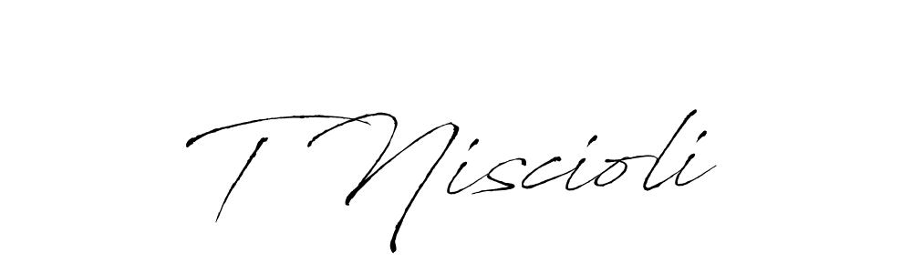 How to make T Niscioli name signature. Use Antro_Vectra style for creating short signs online. This is the latest handwritten sign. T Niscioli signature style 6 images and pictures png