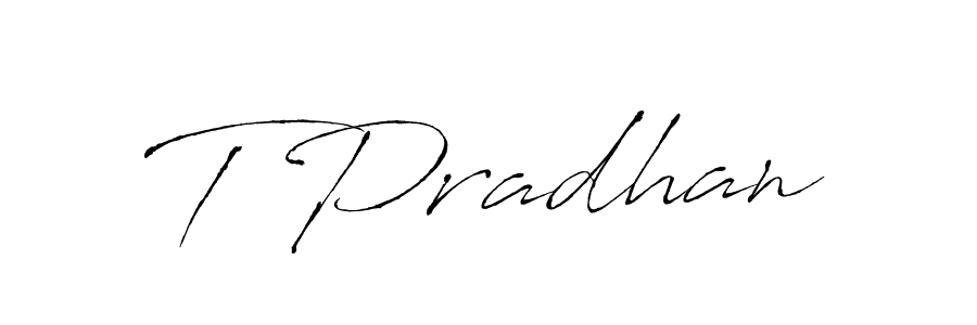 The best way (Antro_Vectra) to make a short signature is to pick only two or three words in your name. The name T Pradhan include a total of six letters. For converting this name. T Pradhan signature style 6 images and pictures png