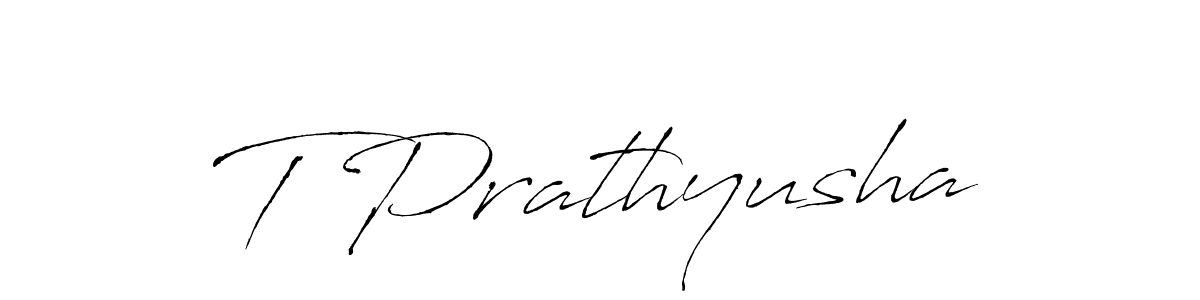 Make a beautiful signature design for name T Prathyusha. With this signature (Antro_Vectra) style, you can create a handwritten signature for free. T Prathyusha signature style 6 images and pictures png