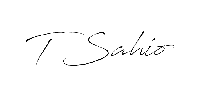 How to make T Sahio name signature. Use Antro_Vectra style for creating short signs online. This is the latest handwritten sign. T Sahio signature style 6 images and pictures png