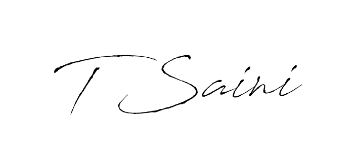 How to make T Saini name signature. Use Antro_Vectra style for creating short signs online. This is the latest handwritten sign. T Saini signature style 6 images and pictures png