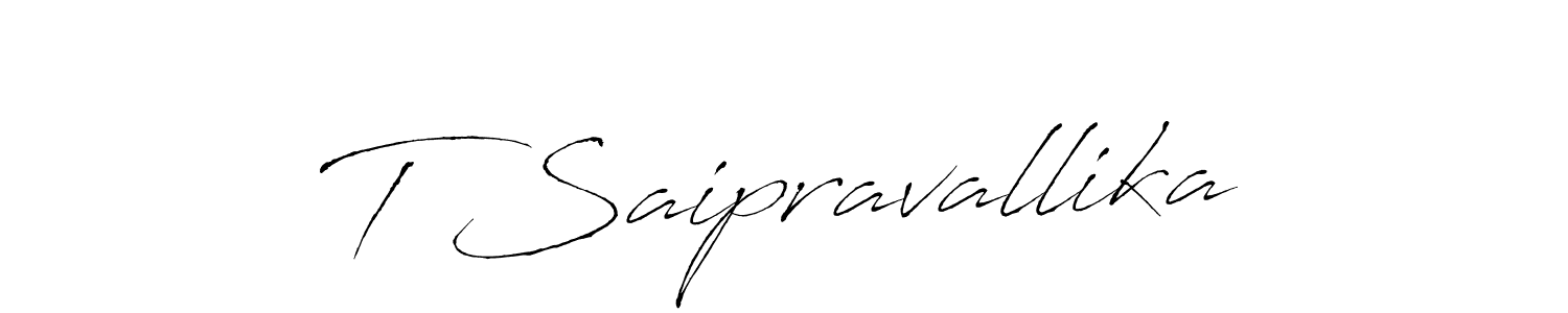 The best way (Antro_Vectra) to make a short signature is to pick only two or three words in your name. The name T Saipravallika include a total of six letters. For converting this name. T Saipravallika signature style 6 images and pictures png