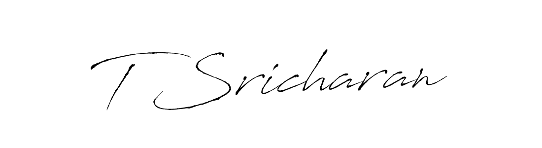 Make a beautiful signature design for name T Sricharan. With this signature (Antro_Vectra) style, you can create a handwritten signature for free. T Sricharan signature style 6 images and pictures png