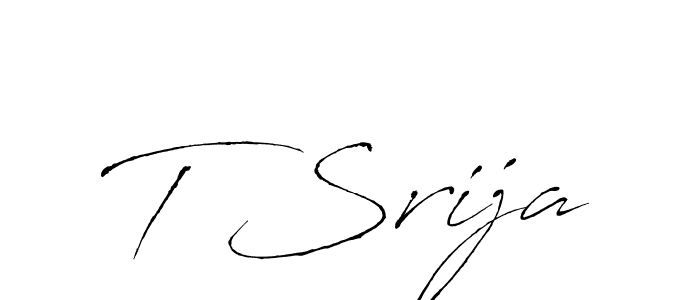 The best way (Antro_Vectra) to make a short signature is to pick only two or three words in your name. The name T Srija include a total of six letters. For converting this name. T Srija signature style 6 images and pictures png