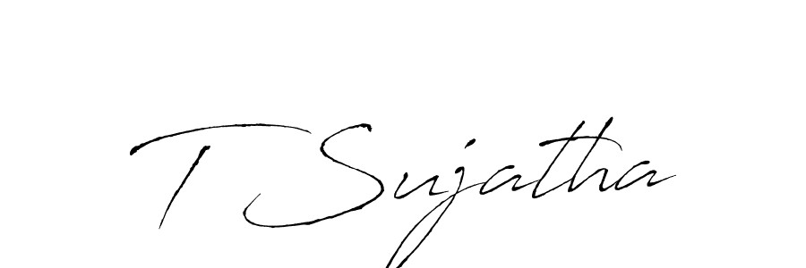 Design your own signature with our free online signature maker. With this signature software, you can create a handwritten (Antro_Vectra) signature for name T Sujatha. T Sujatha signature style 6 images and pictures png