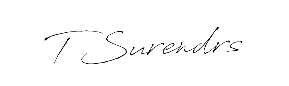 How to make T Surendrs name signature. Use Antro_Vectra style for creating short signs online. This is the latest handwritten sign. T Surendrs signature style 6 images and pictures png