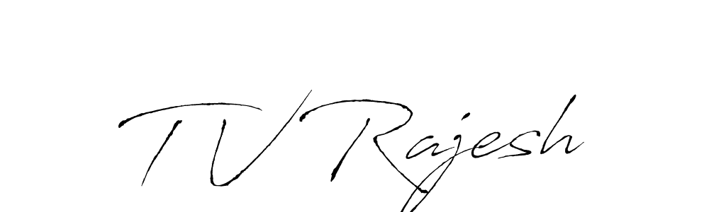 The best way (Antro_Vectra) to make a short signature is to pick only two or three words in your name. The name T V Rajesh include a total of six letters. For converting this name. T V Rajesh signature style 6 images and pictures png