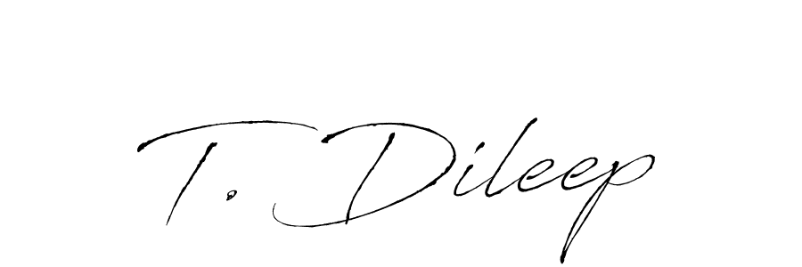 The best way (Antro_Vectra) to make a short signature is to pick only two or three words in your name. The name T. Dileep include a total of six letters. For converting this name. T. Dileep signature style 6 images and pictures png