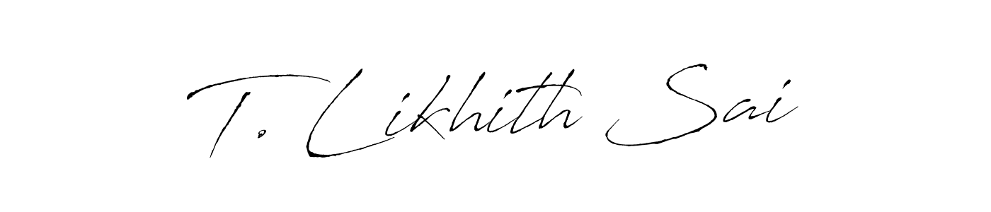 The best way (Antro_Vectra) to make a short signature is to pick only two or three words in your name. The name T. Likhith Sai include a total of six letters. For converting this name. T. Likhith Sai signature style 6 images and pictures png