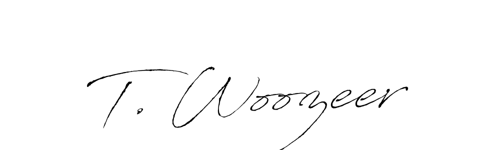 Also You can easily find your signature by using the search form. We will create T. Woozeer name handwritten signature images for you free of cost using Antro_Vectra sign style. T. Woozeer signature style 6 images and pictures png