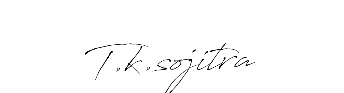 Make a beautiful signature design for name T.k.sojitra. With this signature (Antro_Vectra) style, you can create a handwritten signature for free. T.k.sojitra signature style 6 images and pictures png