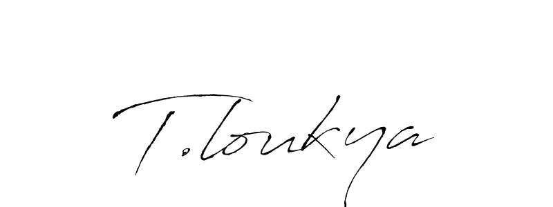 Design your own signature with our free online signature maker. With this signature software, you can create a handwritten (Antro_Vectra) signature for name T.loukya. T.loukya signature style 6 images and pictures png
