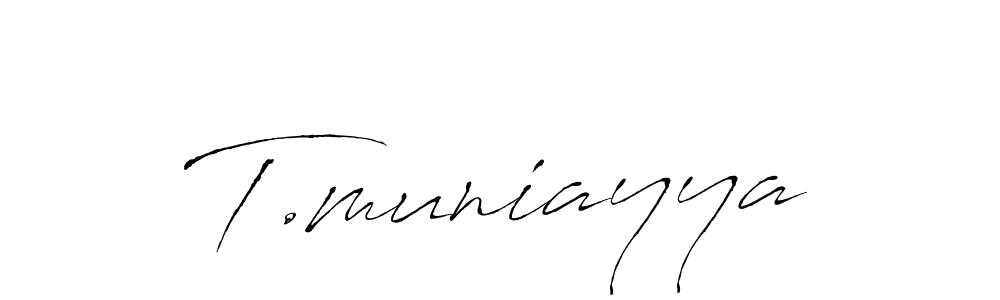 Use a signature maker to create a handwritten signature online. With this signature software, you can design (Antro_Vectra) your own signature for name T.muniayya. T.muniayya signature style 6 images and pictures png