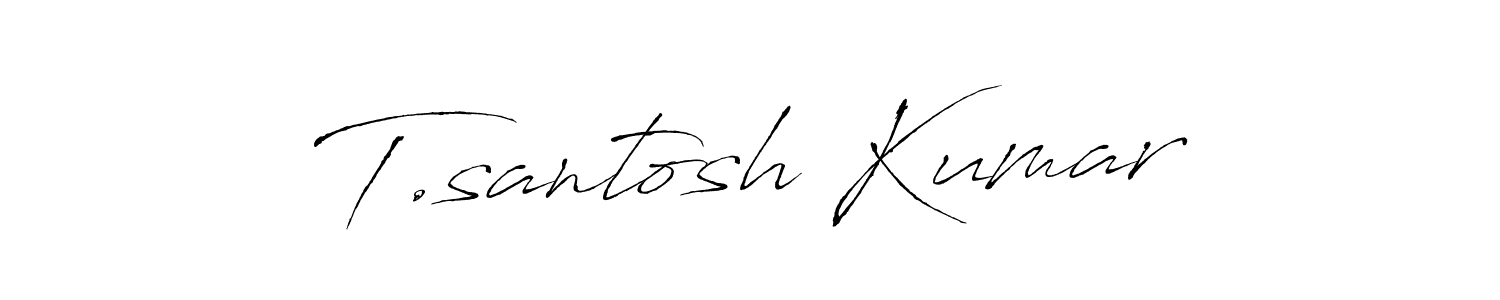 The best way (Antro_Vectra) to make a short signature is to pick only two or three words in your name. The name T.santosh Kumar include a total of six letters. For converting this name. T.santosh Kumar signature style 6 images and pictures png